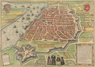 Utsikt över Antwerpen, 1572-94. Skapare: Frans Hogenberg, Simon Novellanus. av Frans Hogenberg