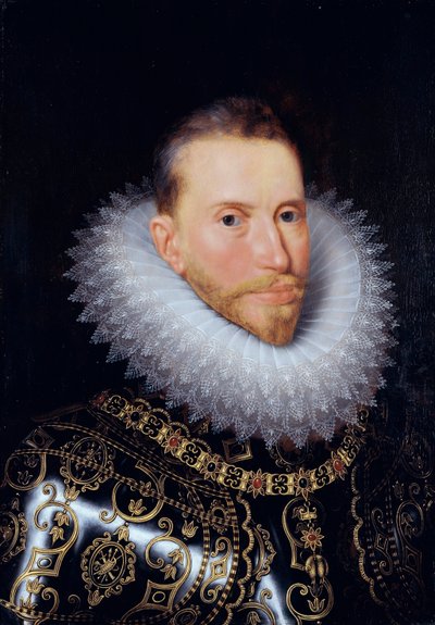 ""Porträtt av Albert av Österrike (1559-1621)"" (Porträtt av Albert VII, ärkehertig av Österrike (1559-1621)) Målning av Frans Pourbus den yngre (1569-1622) - Olja på trä - Dim 60x42 cm Groeningemuseum, Brygge av Frans II Pourbus