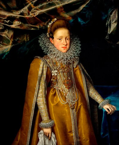 ""Porträtt av Maria Magdalena av Österrike (1589-1631) storhertiginna av Toscana"" (Porträtt av ärkehertiginna Maria Maddalena av Österrike (1587-1631), storhertiginna av Toscana) Målning av Franz Pourbus den yngre (1569-1622), ca 1604 - Olja på duk Dim 11 av Frans II Pourbus
