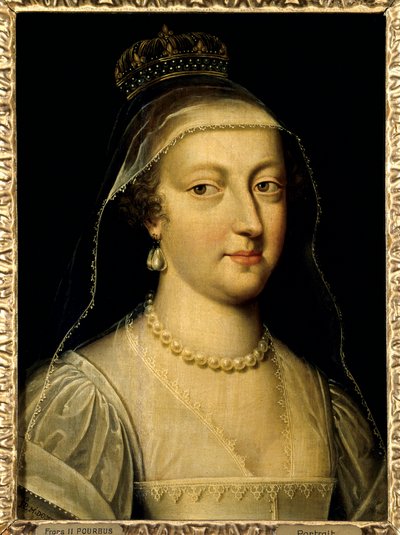 Porträtt av Anne av Österrike (1601-1666), drottning av Frankrike. Målning av Frans Pourbus Le Jeune (Francois (Franz) Porbus av Frans II Pourbus