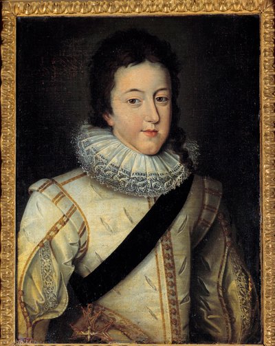 Porträtt av Ludvig XIII, kung av Frankrike och Navarra (1601-1643) vid tiden för hans giftermål 1616 (h s/t 0,64 x 0,44) efter Frans Pourbus Le Jeune (Francois (Franz) Porbus av Frans II Pourbus