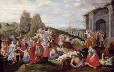 The Slaves and the Furies of Love (olja på panel) av Frans II the Younger (after) Francken