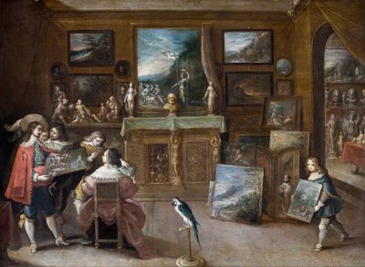 Ett besök hos konsthandlaren, ca 1625 (olja på koppar) av Frans II the Younger Francken