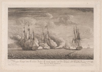 Briggen Lougen attackeras vid St. Thomas den 3 mars 1801 av Frans Martin Dodt