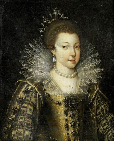 Cirkel av Pourbus - Porträtt av en ung dam, möjligen Elisabet av Frankrike av Frans Pourbus the Younger