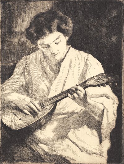 Mandolinspelande dam av Frans Schwartz