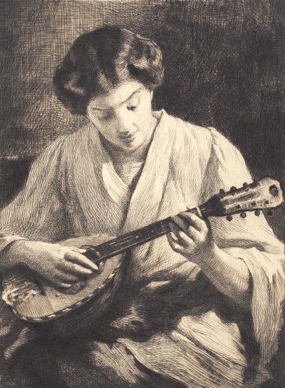 Mandolinspelande dam av Frans Schwartz