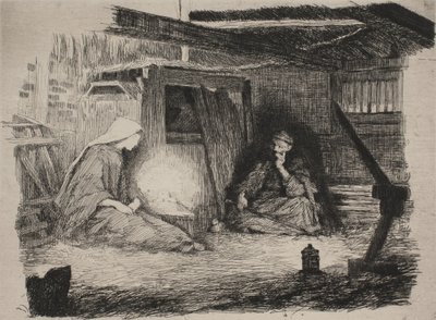 Maria, Kristusbarnet och Josef på julmorgon av Frans Schwartz