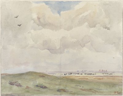 Dynlandskap med flock av Frans Alexander Evert Lodewijk Smissaert