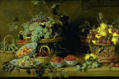 Stilleben med frukt på ett bord av Frans Snijders