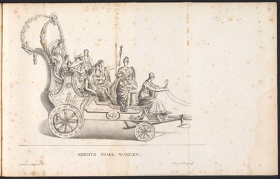 Första flottören i processionen för Saint Rumbold, 1825 First Prael-waegen (titel på objekt) av Frans Vervloet