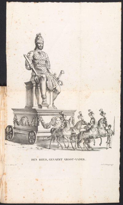 Jättefarfar i processionen för Saint Rumbold, 1825 Den Reuse, kallad farfar (titel på objekt) av Frans Vervloet