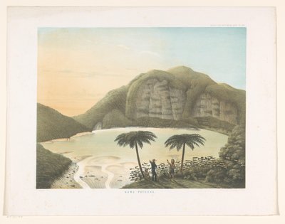 Kratersjön Kawah Putih i västra Java Kawa Patoeha (titel på objekt) Atlas to work Java (serietitel på objekt) Atlas av plattor som innehåller elva pittoreska vyer, tillhörande verket Java, dess utseende, dess vegetation och inre struktur (s av Frans Wilhelm Junghuhn