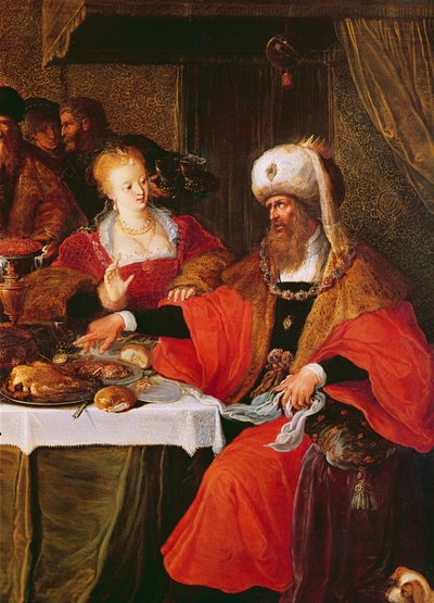 Herodes och Herodias vid Herodes högtid (detalj av 222483) av Frans the Elder Francken