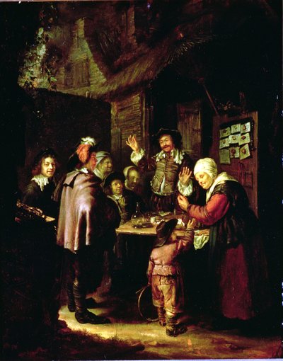 Charlatan (olja på trä) av Frans van Mieris