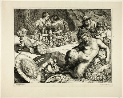 Bacchus och Drunken Silenus—Drömmen om Silenus av Frans van den Wyngaerde
