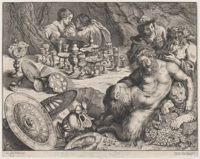 Bacchus och den berusade Silenus, 1640-60. av Frans van den Wyngaerde