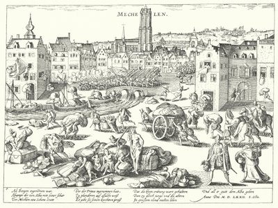 Sack av Mechelen av spanjorerna av Franz (after) Hogenberg