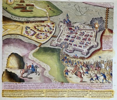 Adolf Schwarzenbergs intagande av Raab den 28 mars 1598. 1653 Tryck av Franz Hogenberg (1535-1590) Cabinet des Estampes, B.N, Paris. av Franz (after) Hogenberg