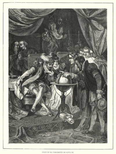 Christopher Columbus i lägret Santa Fe, Spanien av Franz (after) Kollarz