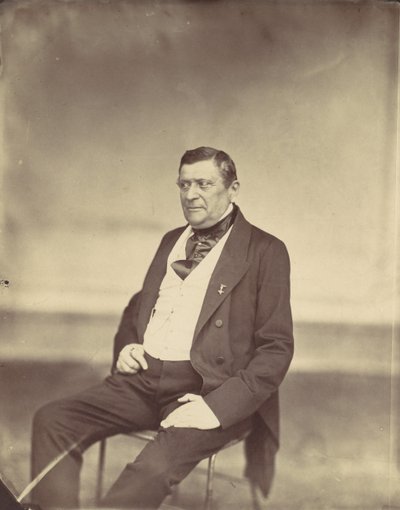 [Sittande man i vit väst och mörk rock], 1850-60-tal. av Franz Antoine