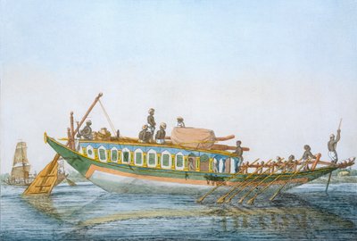 Badjera, en flodfarkost med ett stort paddelroder, från 
