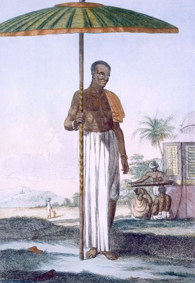 Porter från Ouriah-kasten, från "Les Hindous ou la Description de leurs Moeurs Coutumes et Ceremonies", pub. 1808-12 (färgad etsning) av Franz Balthazar Solvyns