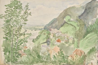Flodlandskap i bergen med ett slott av Franz Barwig d. Ä.