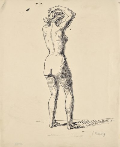 Skiss av en badgäst av Franz Barwig d. Ä.