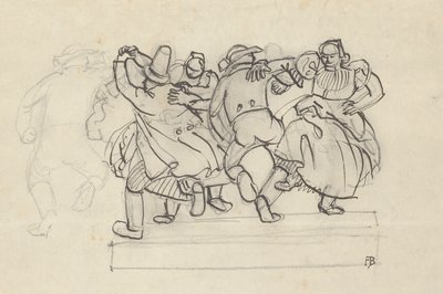 Studera för en avlastning med dansande bönder av Franz Barwig d. Ä.