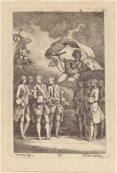 I ankomsten till Rom: pl. 4 av Franz Edmund Weirotter after Étienne de Lavallée Poussin