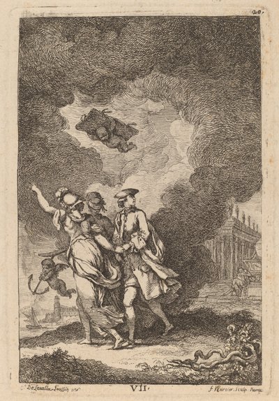 I ankomsten till Rom: pl. 7 av Franz Edmund Weirotter after Étienne de Lavallée Poussin
