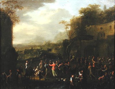 Bröllopsdansen (olja på panel) av Franz Ferg