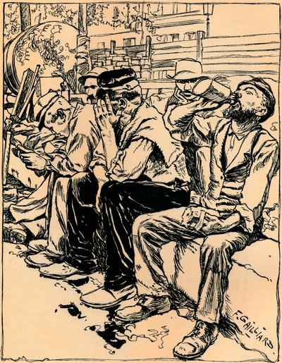 Arbetare vid middagen, c1900 av Franz Gailliard