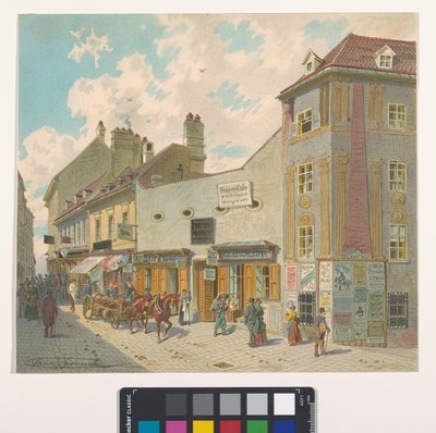 7:e distriktet, Burggasse 28-36 - Vy från Kirchengasse av Franz Gerasch