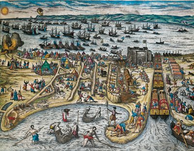 Capture of La Goulette och Tunis av Charles V av Franz Hogenberg