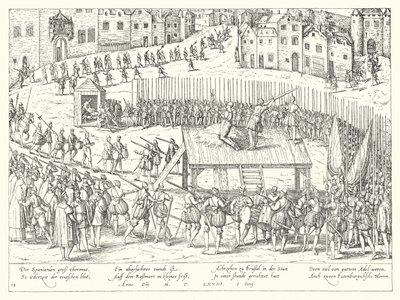 Avrättning av grevarna Egmont och Horn i Bryssel, 1568 av Franz Hogenberg