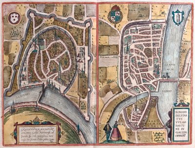 Grenoble och romarna sur Ister, Frankrike (gravyr av Franz Hogenberg