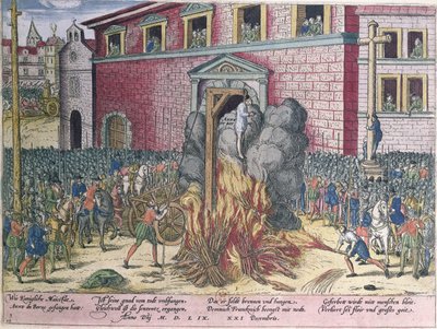 Hängning av Anne du Bourg (1521-59) Place de Greve, 23 december 1559 av Franz Hogenberg