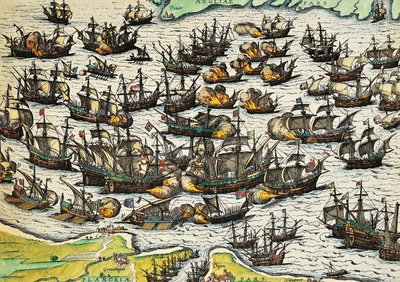 Oövervinnlig armada, gravyr av Franz Hogenberg (1535-1590), Spanien av Franz Hogenberg