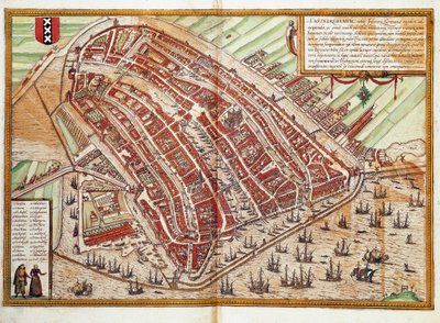 Karta över Amsterdam (gravyr av Franz Hogenberg