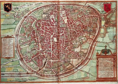 Karta över Bruxelles - Belgien (gravyr av Franz Hogenberg