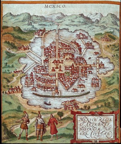 Karta över Mexiko (gravyr av Franz Hogenberg