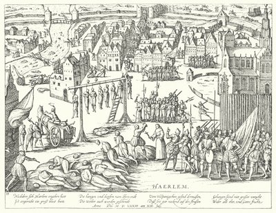 Massavrättningar utförda av spanjorerna i Haarlem, Nederländerna, 1573 av Franz Hogenberg