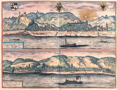 Oberwesel och Boppard, Tyskland (gravyr av Franz Hogenberg