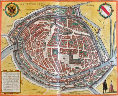 Plan de Strasbourg (Argentoratum), Frankrike (etsning av Franz Hogenberg