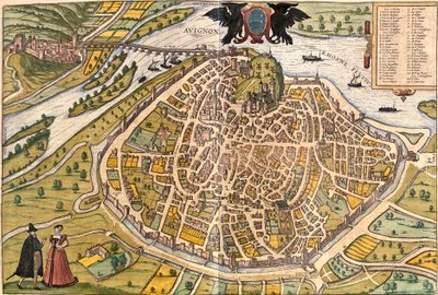 Plan av Avignon, Frankrike (etsning av Franz Hogenberg