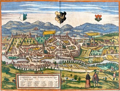 Plan av Kempten (Campidonia), Tyskland (etsning av Franz Hogenberg