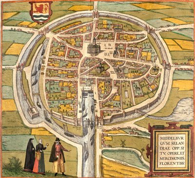Plan av Middelburg (Middelburgum), Nederländerna (etsning av Franz Hogenberg