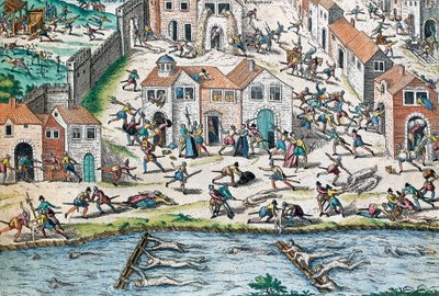 Scen från de franska religionskrigen, gravyr av Franz Hogenberg (1535-1590), Frankrike av Franz Hogenberg